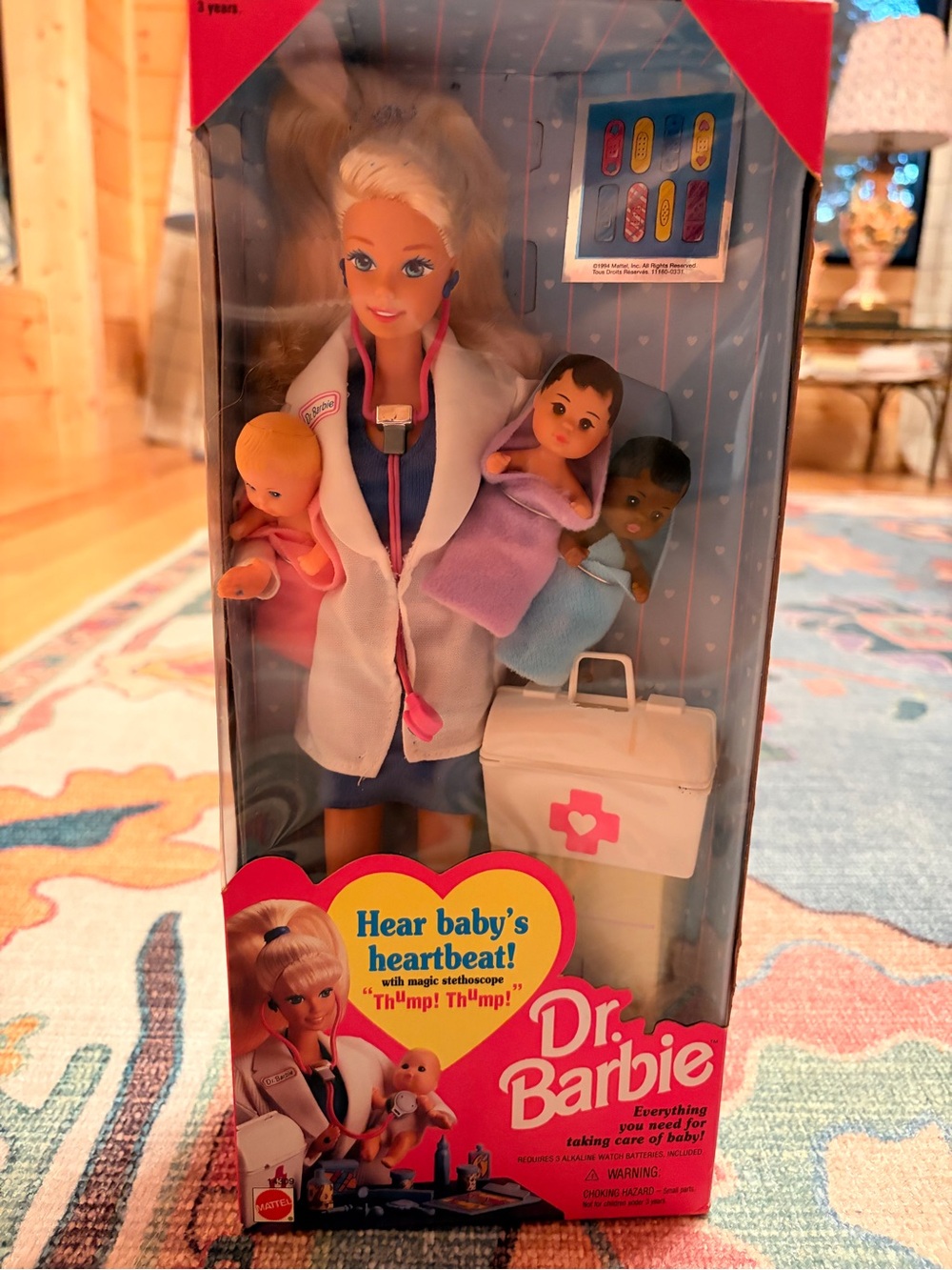 90s Dr OBGYN Barbie Doll with Baby Care Set - White Coat, Pink Accents